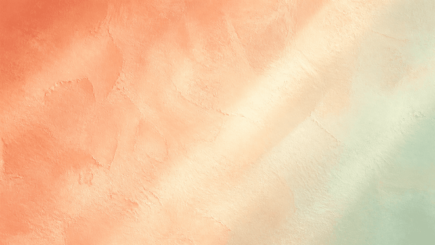 Warm coral plaster texture with a soft mint edge