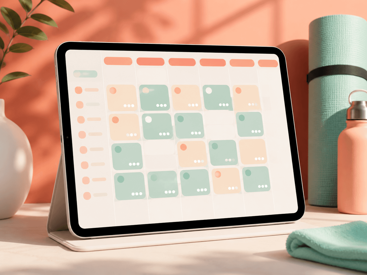 Illustrative mockup of a weekly class schedule grid