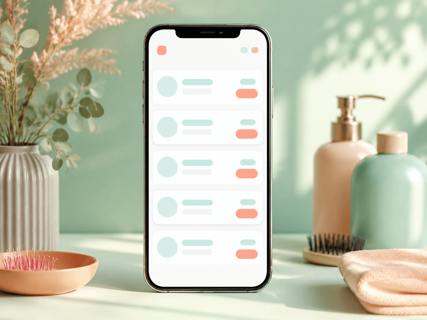 Illustrative mockup of a service menu with duration and price chips