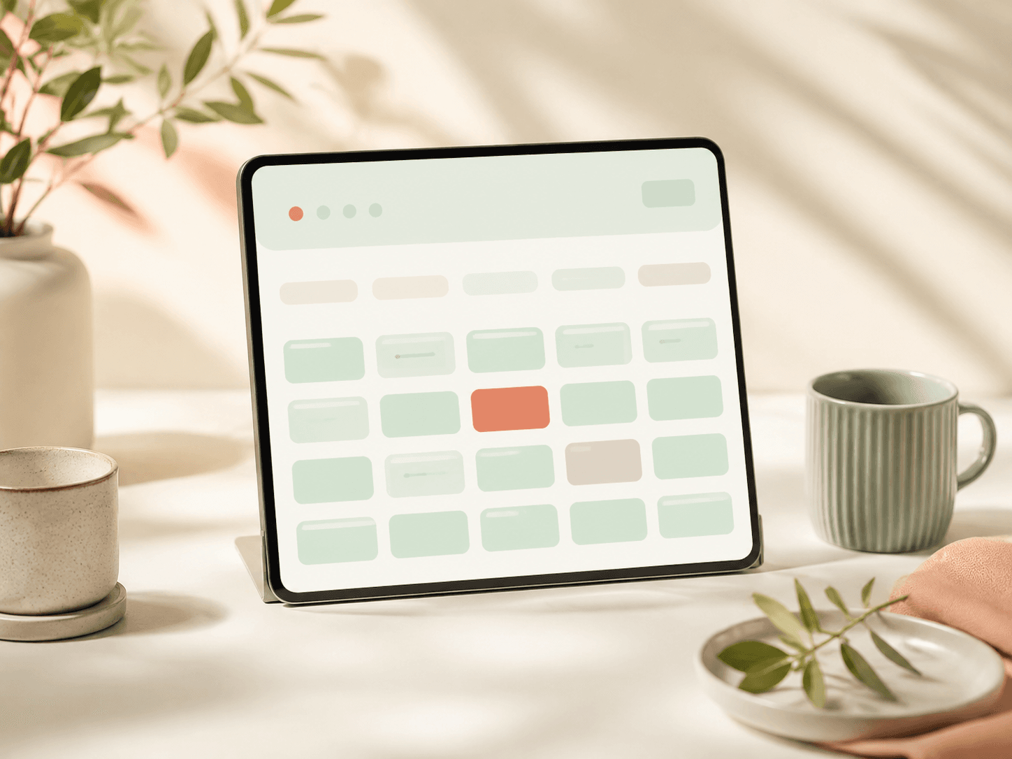 Illustrative mockup of a time-slot picker with mint available chips